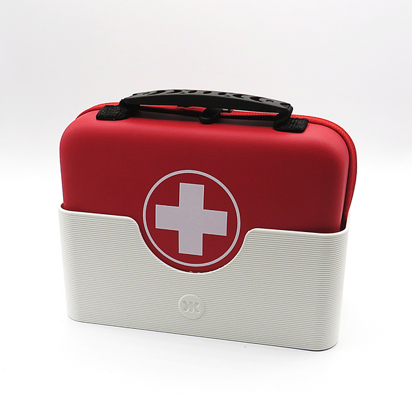 Camper first aid set with holder